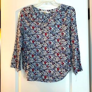 Navy Floral Blouse